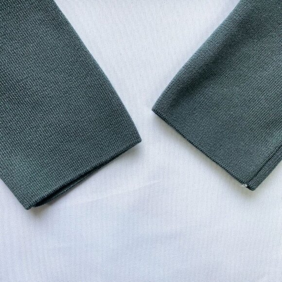 BSL MUTED BLUE COLD SHOULDER MOCK NECK KNITTED BODYCON MIDI DRESS - XS - Picture 7 of 8